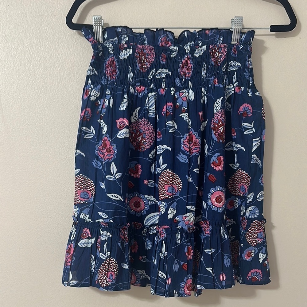 Fitzroy & Willa Women’s Blue Floral Cotton Mini Skirt Sz Medium Nwt